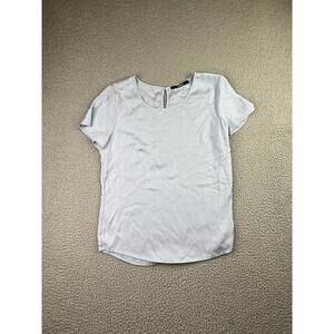 Quince Blue Short Sleeve Silk Women's Blouse Top Size Small